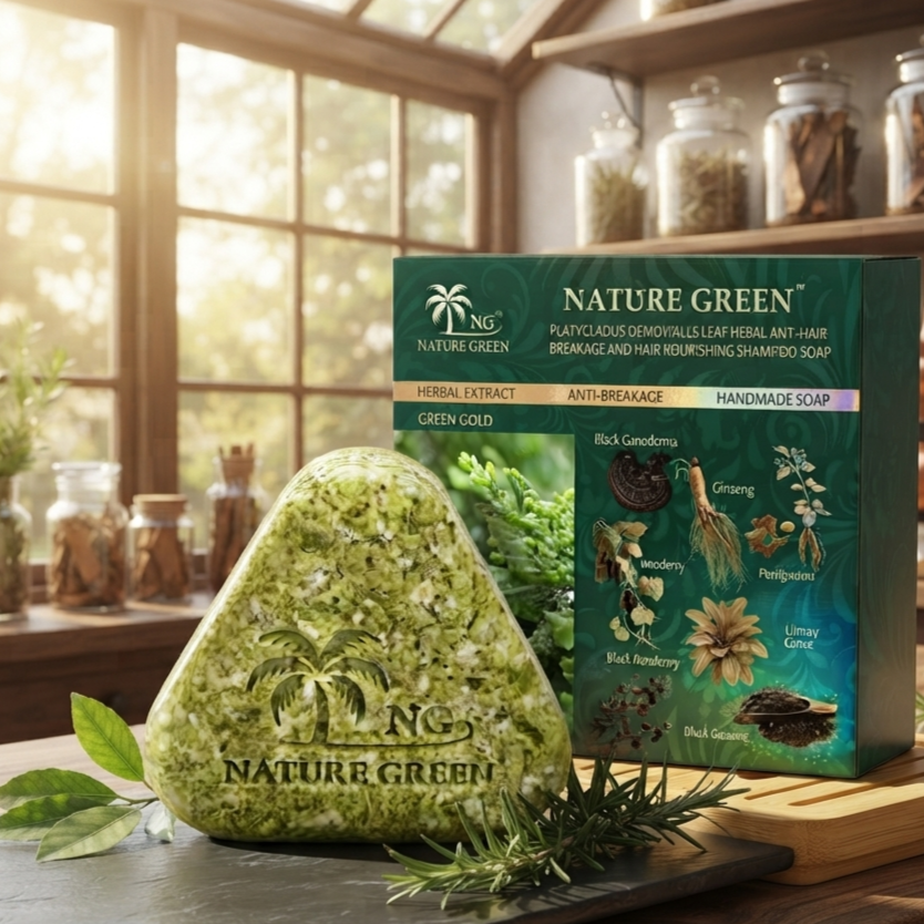 Nature Green Herbal Shampoo Soap | Anti Hair Fall & Dandruff Bar Pakistan
