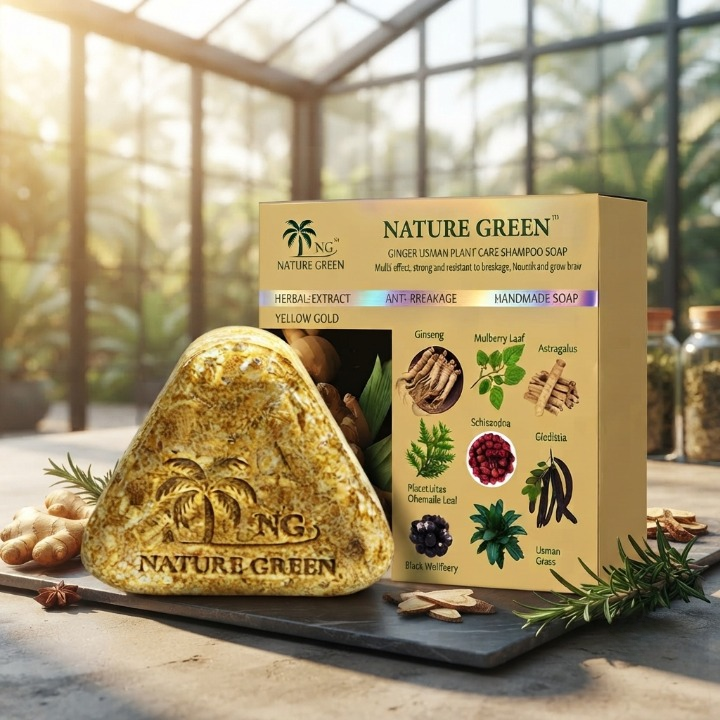 Nature Green Yellow Gold Ginger Shampoo Soap | Hair Growth & Nourishing Bar Pakistan