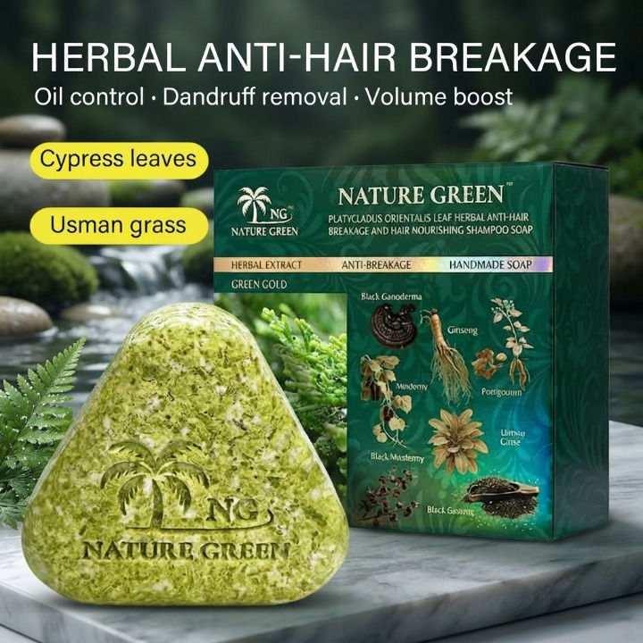 Nature Green Herbal Shampoo Soap | Anti Hair Fall & Dandruff Bar Pakistan