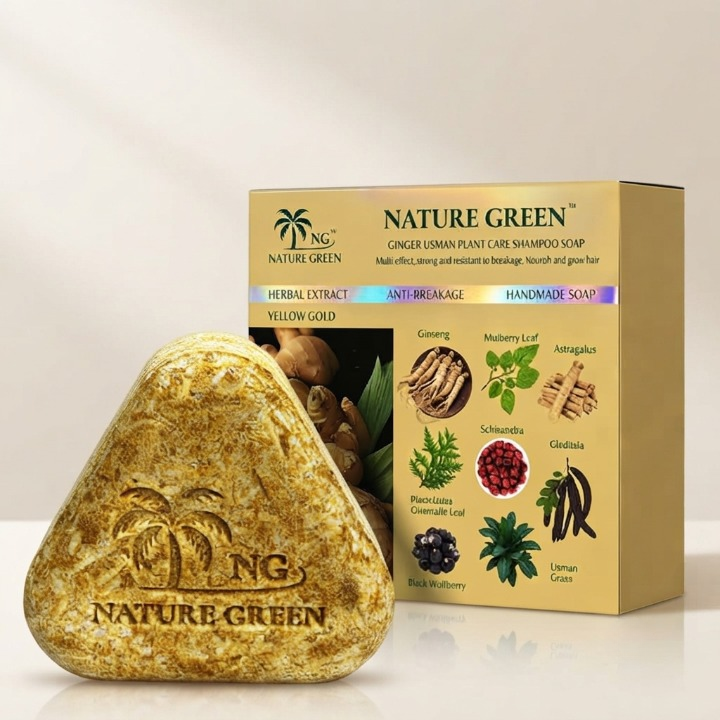 Nature Green Yellow Gold Ginger Shampoo Soap | Hair Growth & Nourishing Bar Pakistan